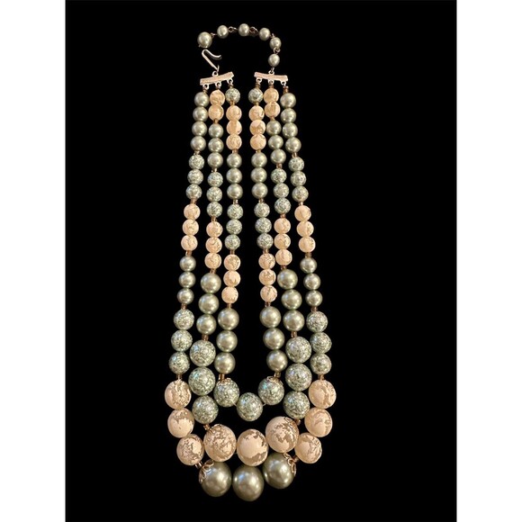 Unbranded Jewelry - Vintage Beaded Three Strand Necklace Marked Japan